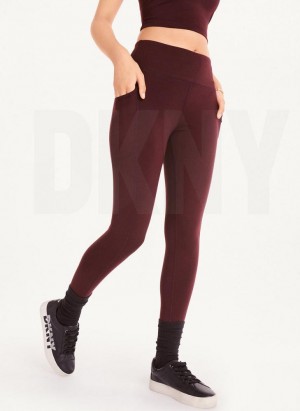 DKNY Balance High Belli Tayt Kadın Bordo | Turkey_D0669