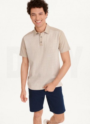 DKNY Colorblock Plaid Polo Gömlek Erkek Haki | Turkey_D1648