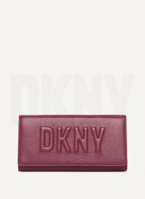 DKNY Continental Raised Logo Cüzdan Kadın Bordo | Turkey_D1602