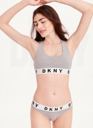 DKNY Cozy Boyfriend Racerback Sütyen Kadın Gri | Turkey_D1064