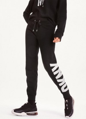 DKNY Exploded Logo Jogger Pantolon Kadın Siyah Gümüş | Turkey_D0913