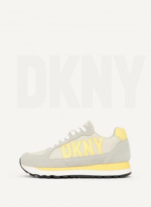 DKNY Exploded Logo Retro Spor Ayakkabı Kadın Gri | Turkey_D0404