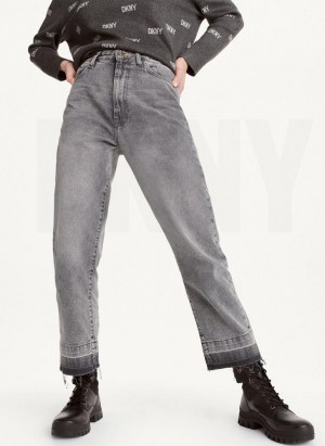 DKNY Kent High Rise Düz Leg Kot Pantolon Kadın Açık Gri Açık Mavi | Turkey_D1219
