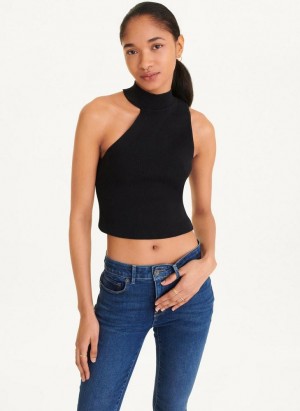 DKNY Kolsuz Mock Neck Kazak Atlet Kadın Siyah | Turkey_D1556