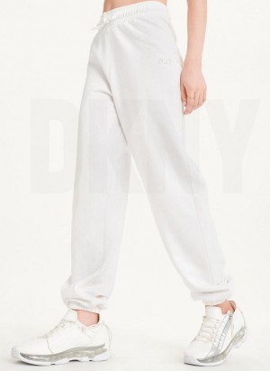 DKNY Metallic Logo Jogger Pantolon Kadın Beyaz | Turkey_D1316