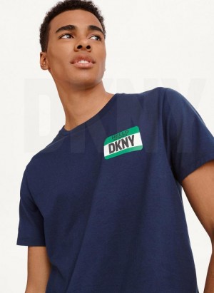 DKNY Nametag Tişört Erkek Lacivert | Turkey_D1175