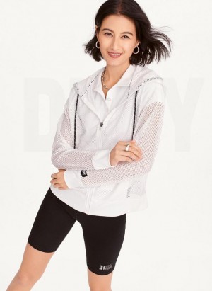 DKNY Ozone Mesh Relaxed Full Zip Mont Kadın Beyaz | Turkey_D1622
