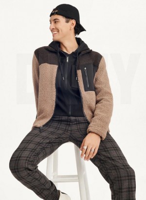 DKNY Sherpa Full Zip Mont Erkek Haki | Turkey_D0445