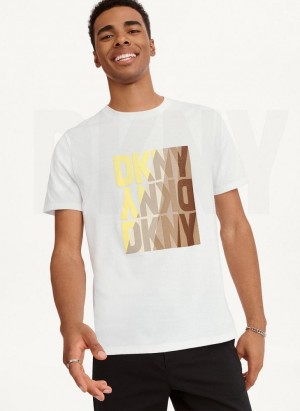DKNY Spotlight Logo Tişört Erkek Beyaz | Turkey_D0175