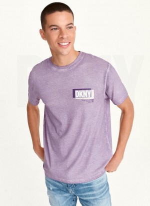 DKNY TONAL BOX MINERAL WASH Tişört Erkek Lavanta | Turkey_D1492