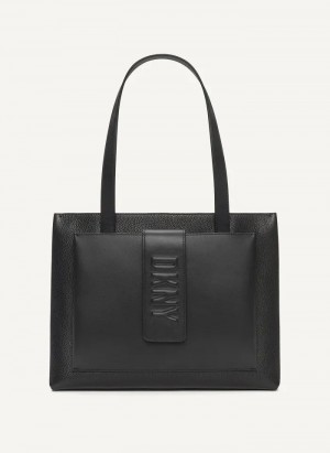 DKNY Uptown Deri Large Tote Çanta Kadın Siyah | Turkey_D1128
