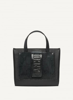 DKNY Uptown Exotic Deri Small Tote Çanta Kadın Siyah | Turkey_D0395